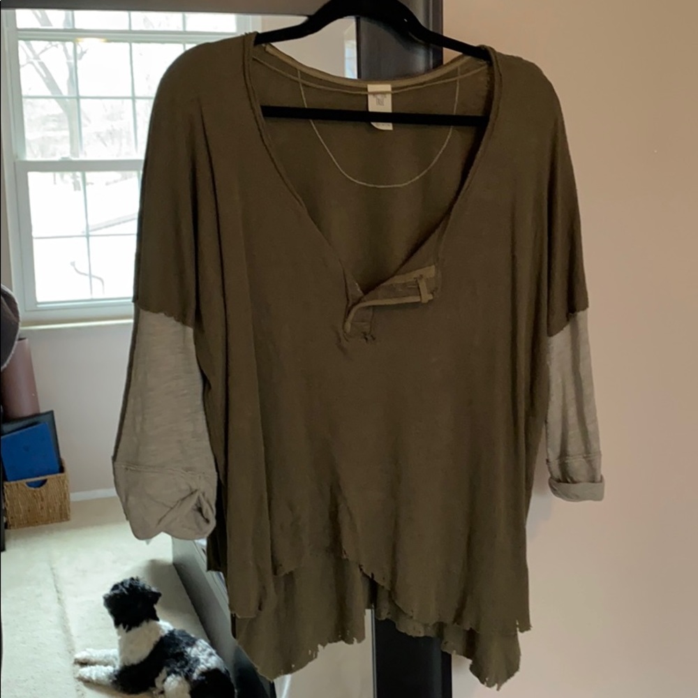 Free People color block sleeve oversized top